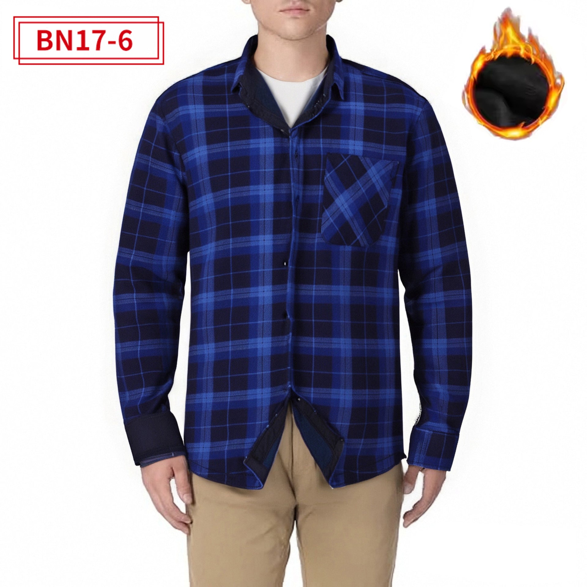 Fleece-lined Plaid Shirt For Warmth In Europe And America