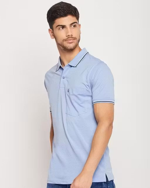 Men's Cotton Half Sleeves Solid Polo Neck T-shirt
