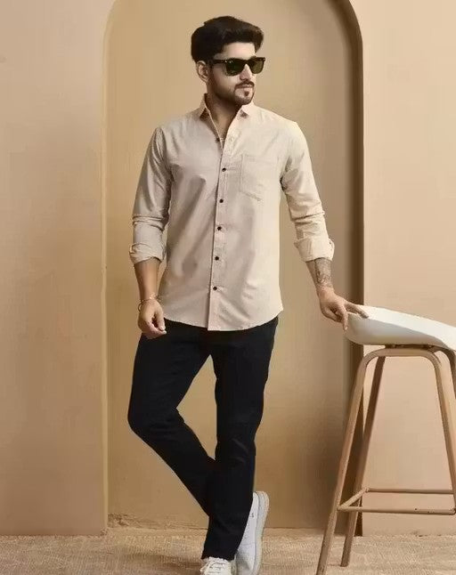 Men’s Solid Plain Full Sleeve Formal Casual Shirt