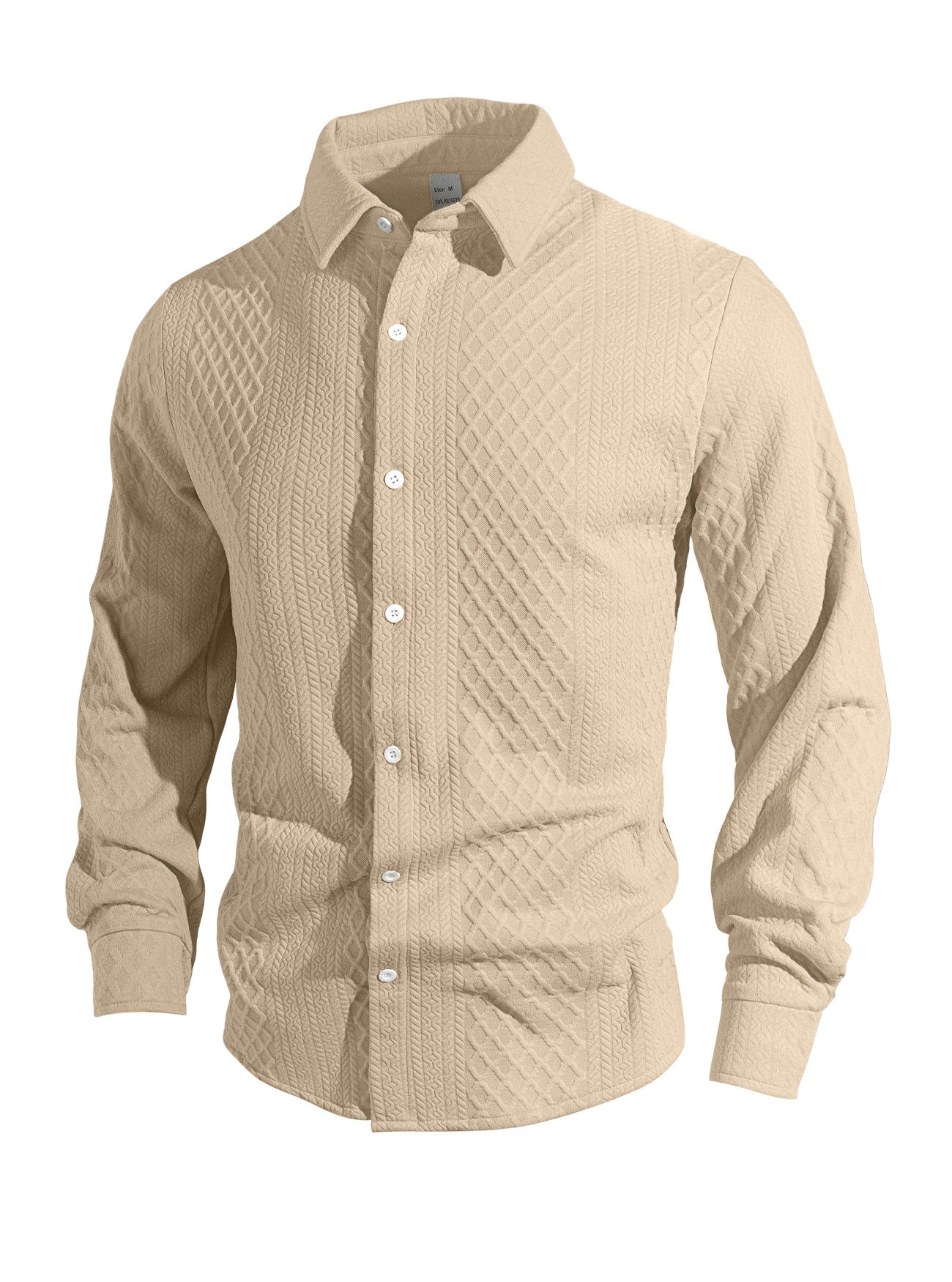 Knitted Floral Single-breasted Casual Sport Business Men's Lapel Long Sleeve Shirt