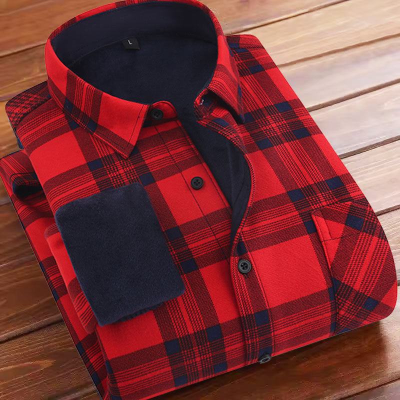 Fleece-lined Plaid Shirt For Warmth In Europe And America
