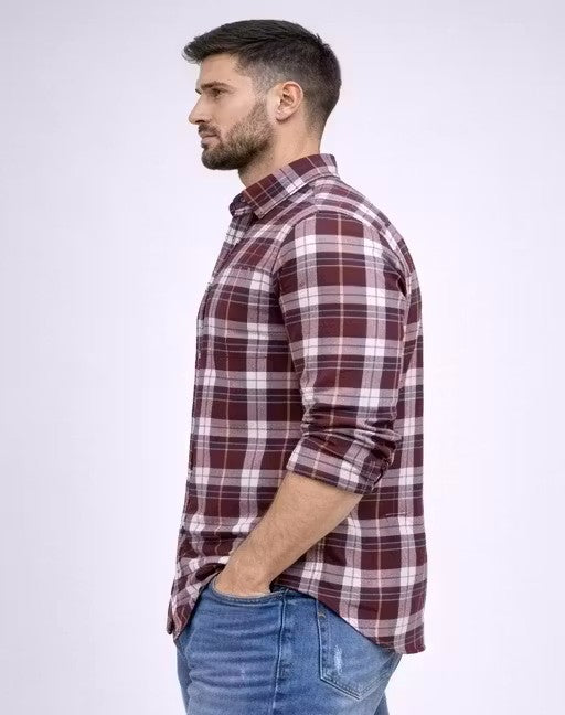 Maroon color vintage square printed shirts