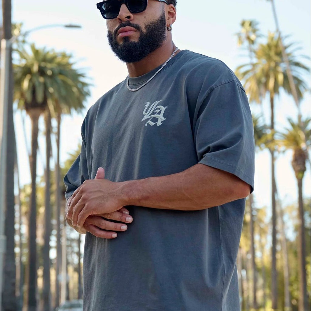 Men's Oversized Trendy Printed Short Sleeve Sports Fitness T-shirt