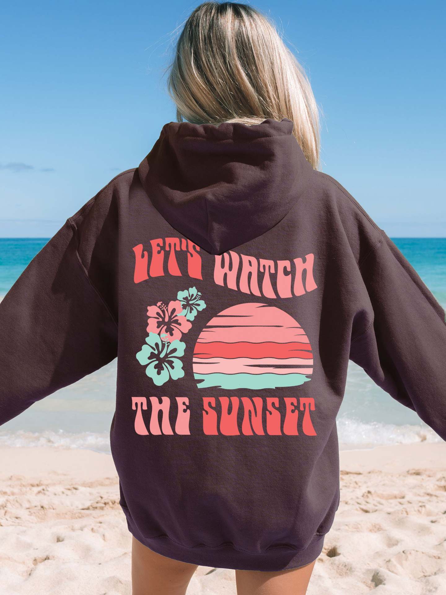 Women's Fashion Chasing Sunset Print Oversized Hoodie