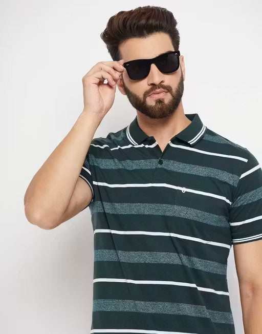 Men Polo Collar Striper T Shirt