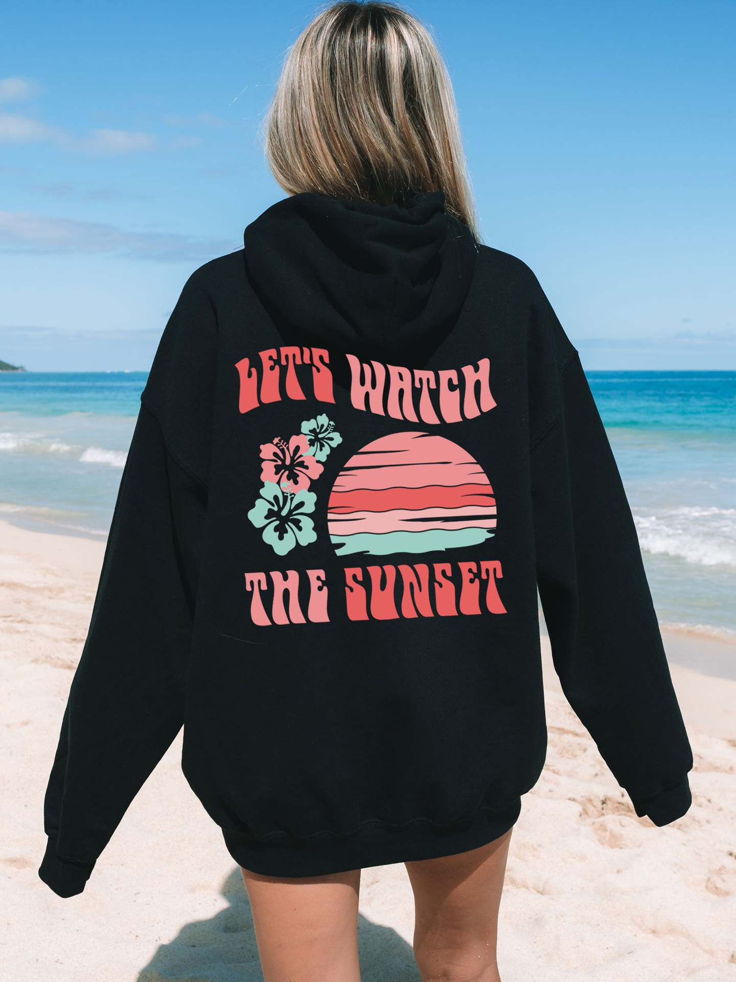 Women's Fashion Chasing Sunset Print Oversized Hoodie