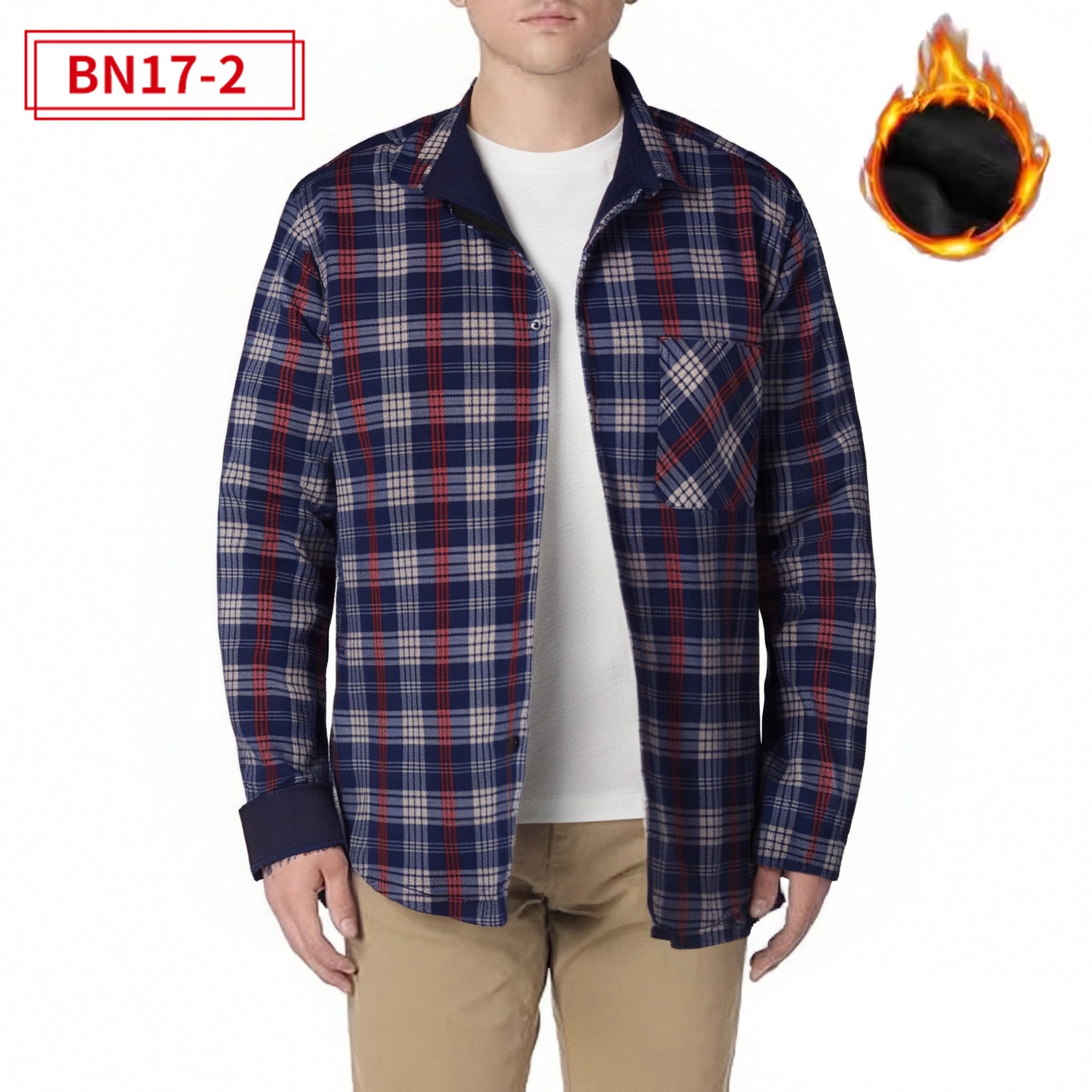 Fleece-lined Plaid Shirt For Warmth In Europe And America