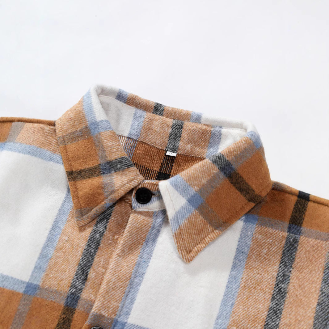 Mens Casual Flannel Plaid Jacket