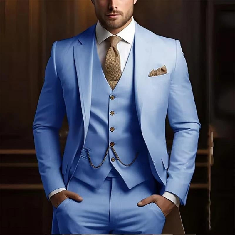 Men's High-grade Gentleman Temperament Slim Suit Three-piece Suit