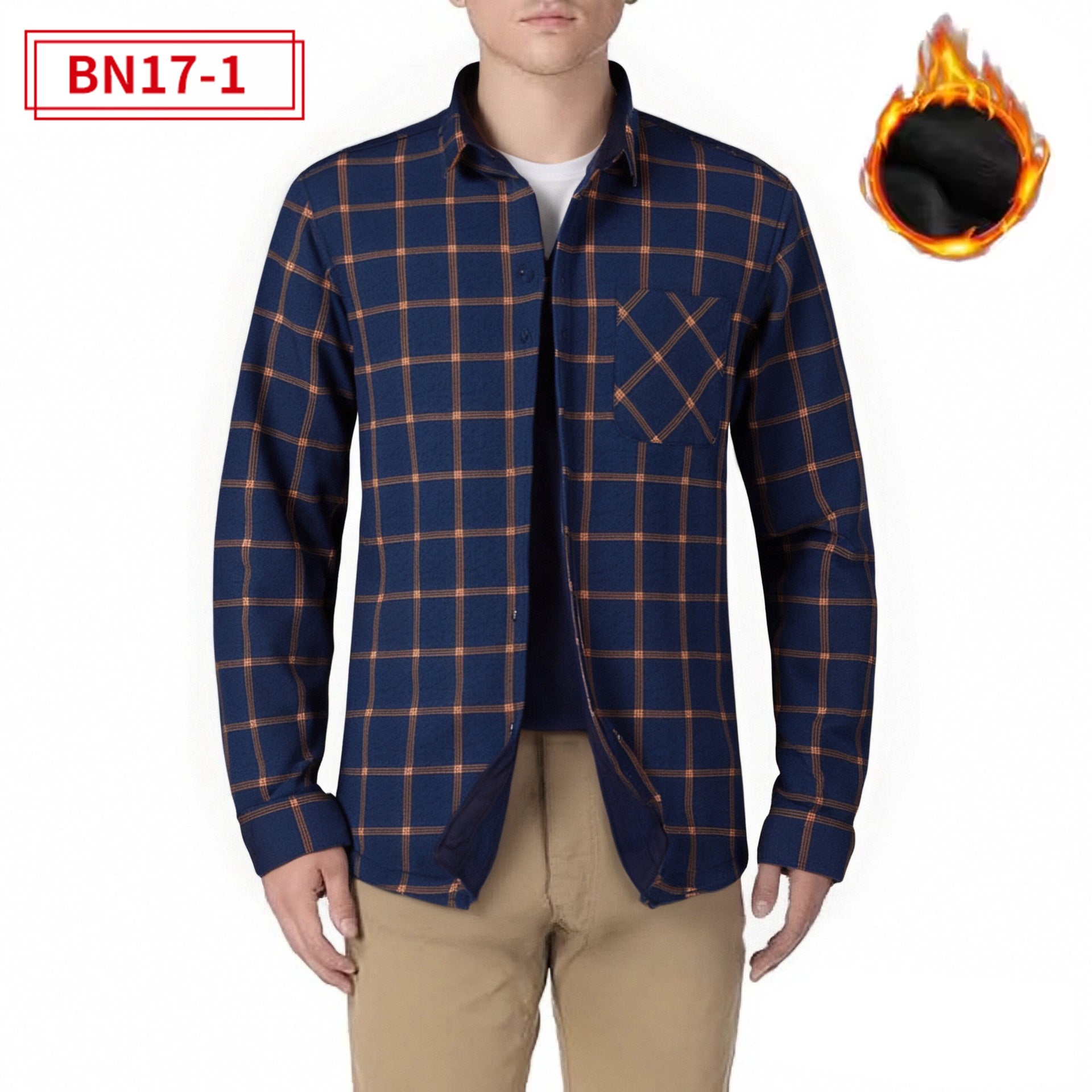 Fleece-lined Plaid Shirt For Warmth In Europe And America