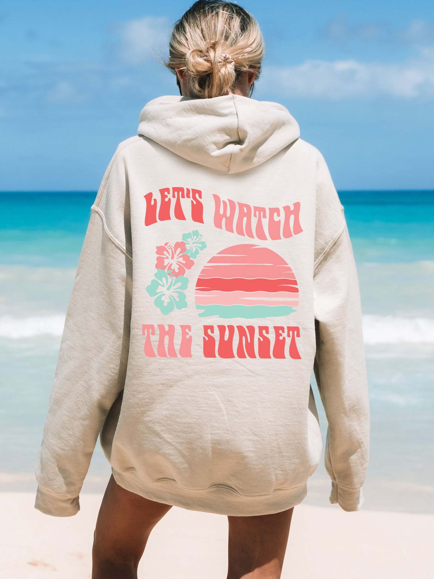 Women's Fashion Chasing Sunset Print Oversized Hoodie