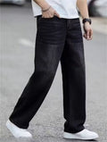 MENS BAGGY WHISKER BLACK PURE DENIM JEANS