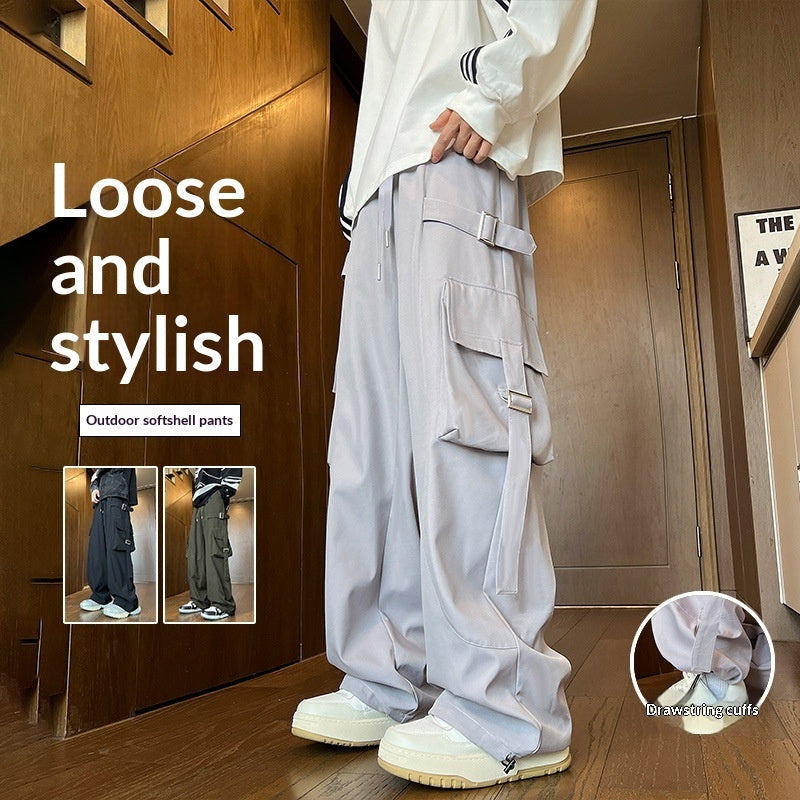Mens Straight Leg Wide-leg Pants