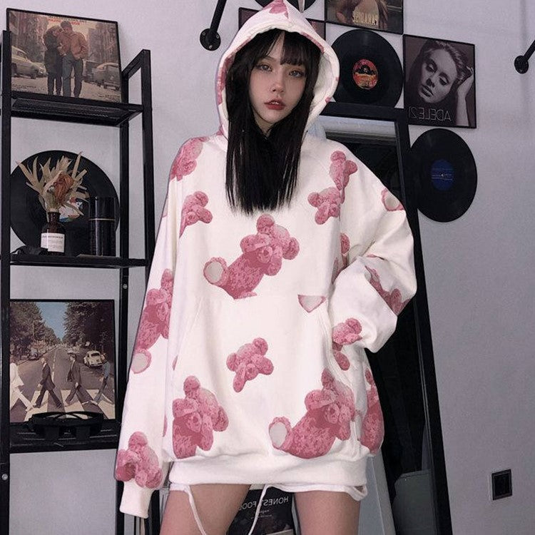 Full print bear hoodie sweatshirt