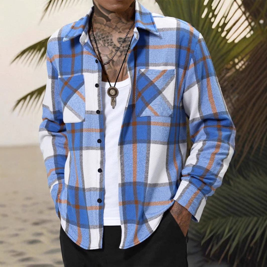 Mens Casual Flannel Plaid Jacket