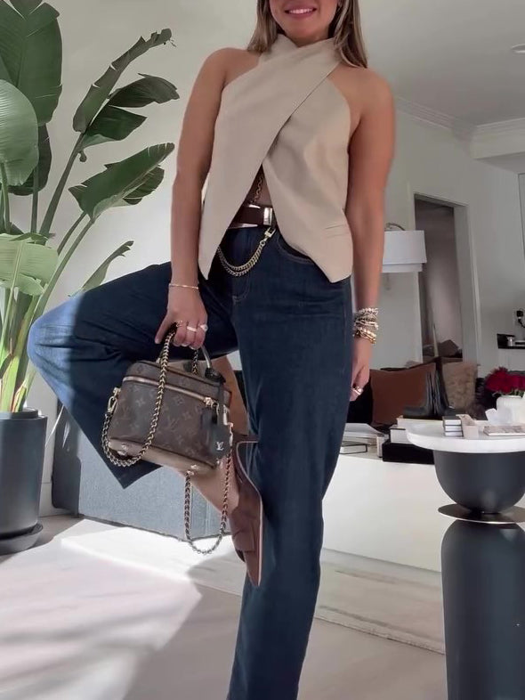 Khaki Cross Sleeveless Vest