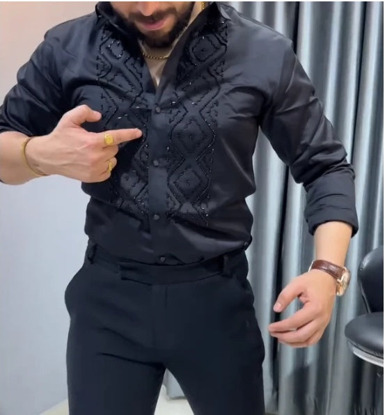 Men's Fashion Party Glitter Shirt