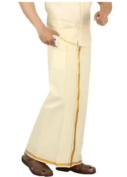 Shri Hari Fabs Cream Velcro Dhoti