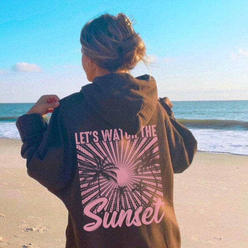 Women's Fashion Chasing Sunset Print Oversized Hoodie