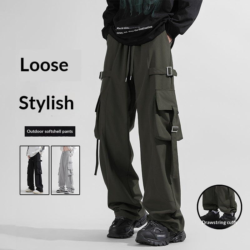 Mens Straight Leg Wide-leg Pants