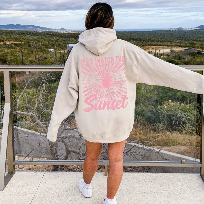 Women's Fashion Chasing Sunset Print Oversized Hoodie