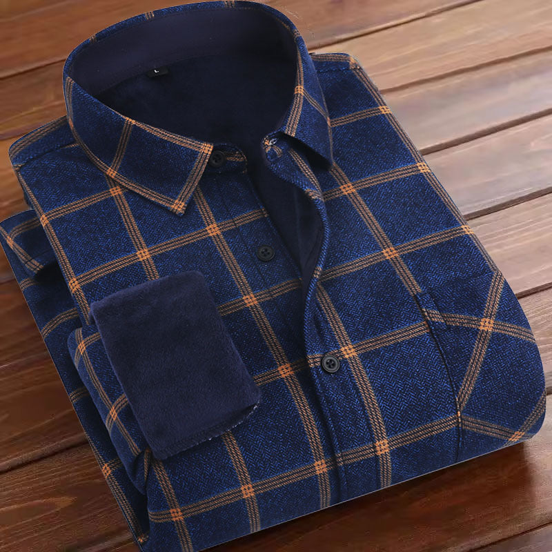 Fleece-lined Plaid Shirt For Warmth In Europe And America