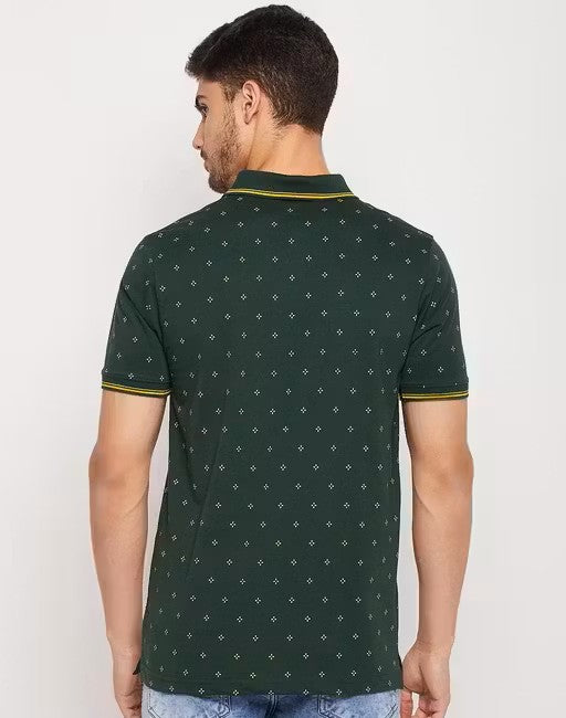 Men's Cotton Half Sleeves Printed Polo Neck T-shirt