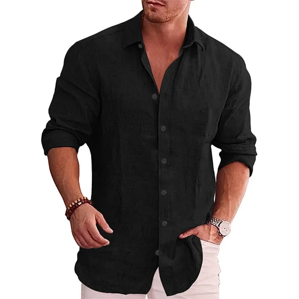 3D Printed Casual Men's Solid Color Shirt Slim Lapel
