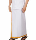 MENS UNSTITCHED GOLDEN BORDER 2 METER DHOTI