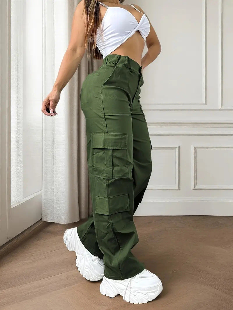 Women's Multi-pocket Fashion Loose High Waist Casual Cargo Pants