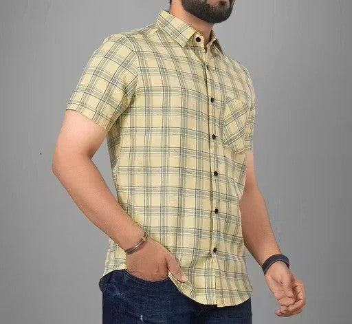 &nbsp;Men's Cotton  half sleeve Slim Fit shirt