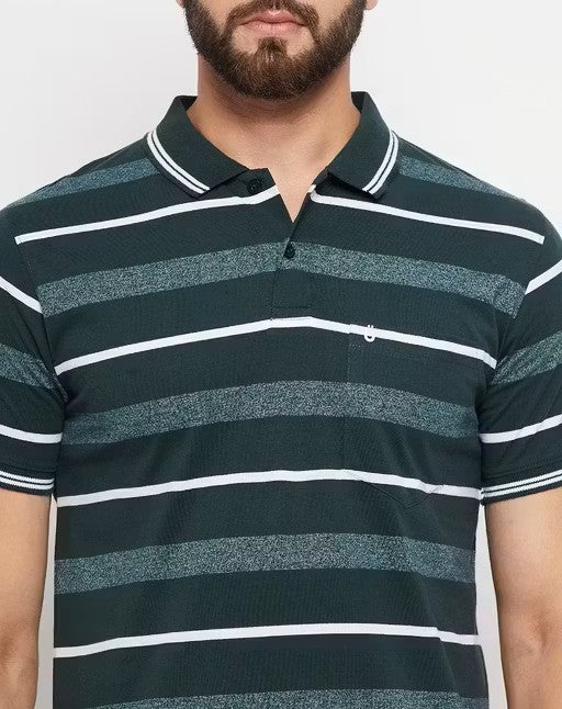 Men Polo Collar Striper T Shirt