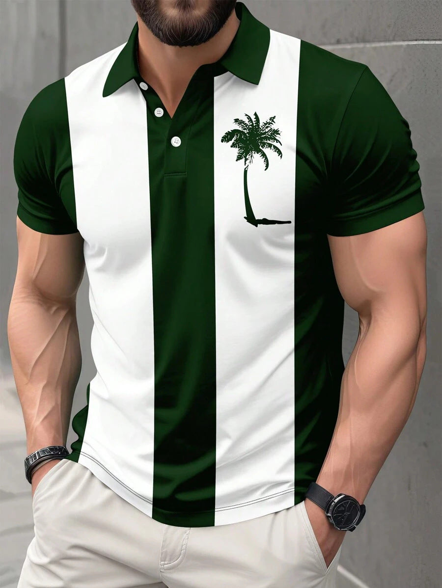 Mens Spring Summer Street-Style Lapel T-Shirt