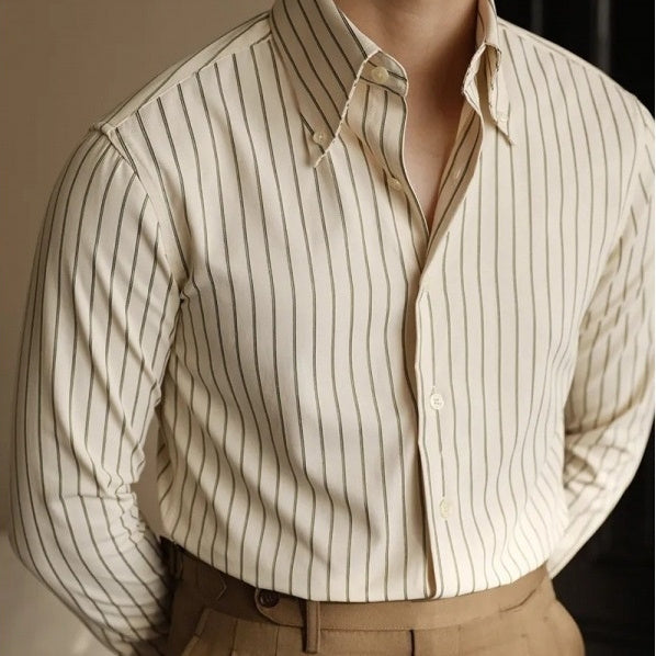 Men's Long Sleeve Fall Slim Fit Casual Striped Shirt