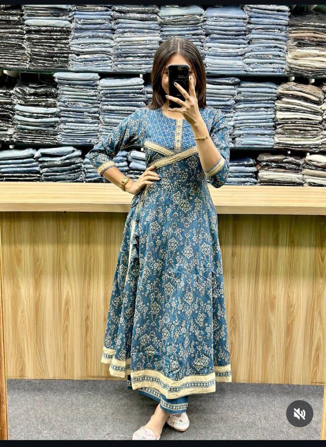 Women's printed cotton kurta pant or dupatta set