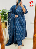 pure cotton kurti Paired With Pant dupatta set