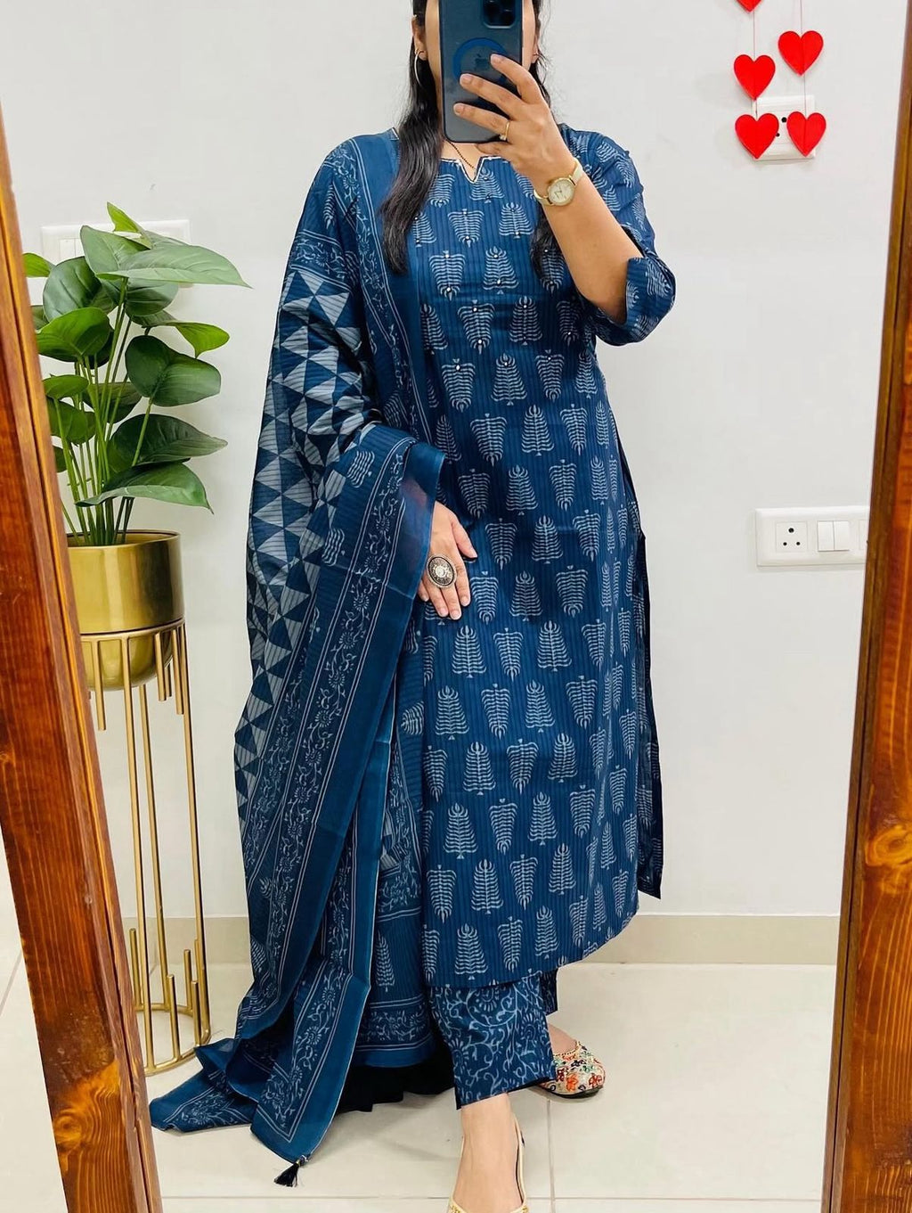 pure cotton kurti Paired With Pant dupatta set