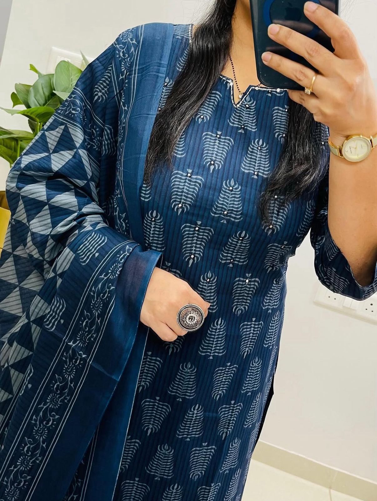 pure cotton kurti Paired With Pant dupatta set