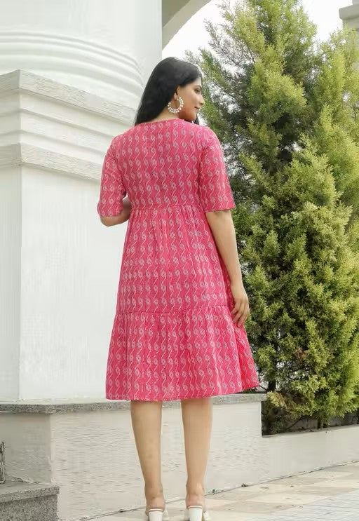 Cotton Dress In Solid Pattern Velvark.com