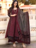 Printed Anarkali Kurta and Palazzo Set with Dupatta Velvark.com