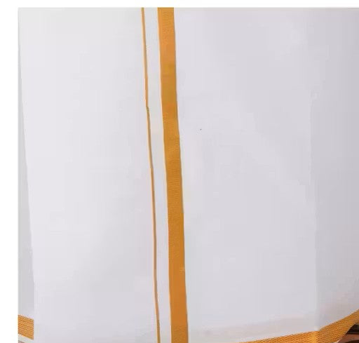 MENS UNSTITCHED GOLDEN BORDER 2 METER DHOTI