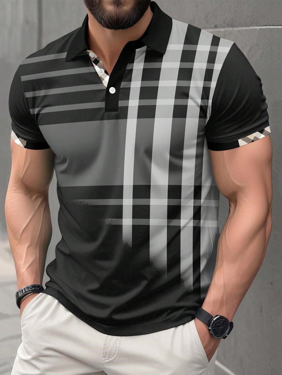 Mens Spring Summer Street-Style Lapel T-Shirt