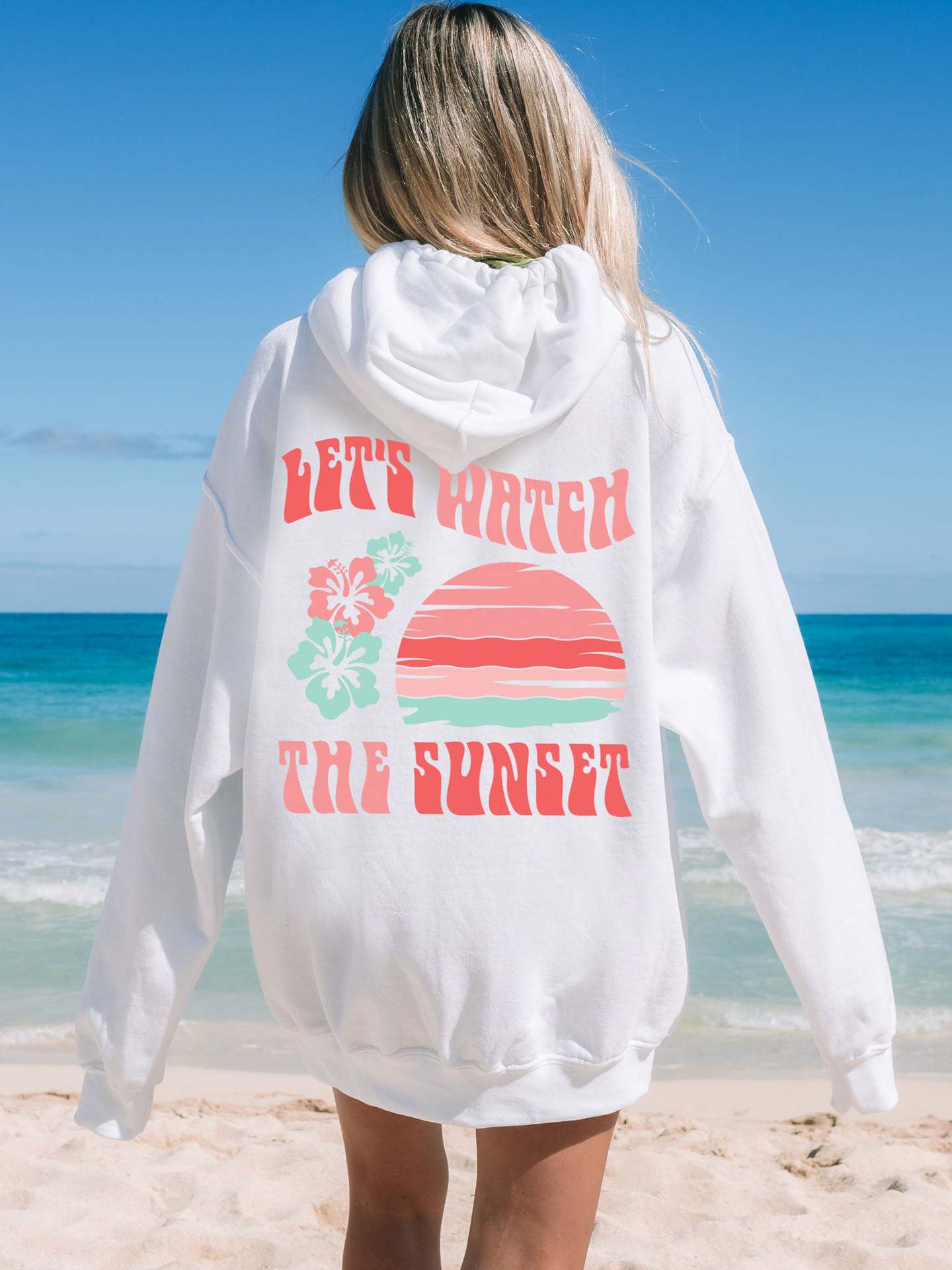 Women's Fashion Chasing Sunset Print Oversized Hoodie
