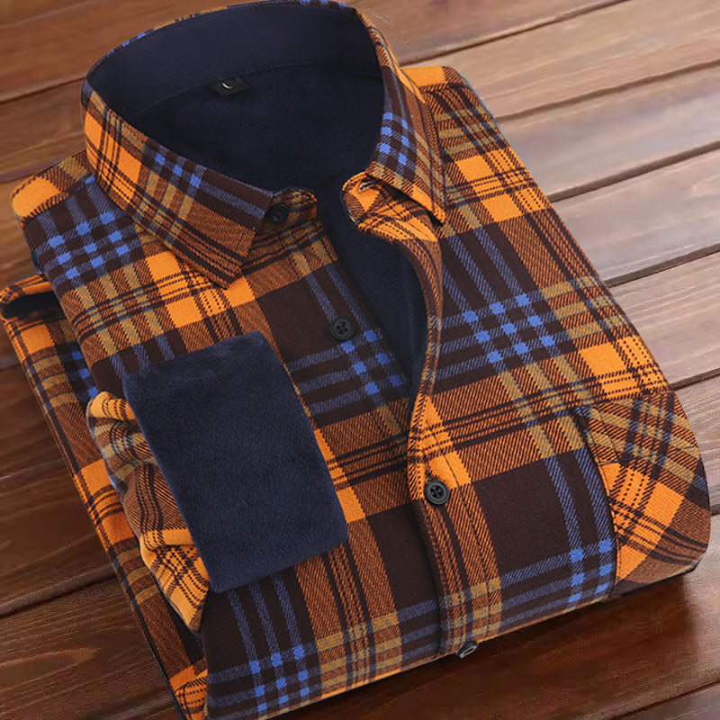 Fleece-lined Plaid Shirt For Warmth In Europe And America