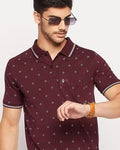 Men's Cotton Half Sleeves Printed Polo Neck T-shirt