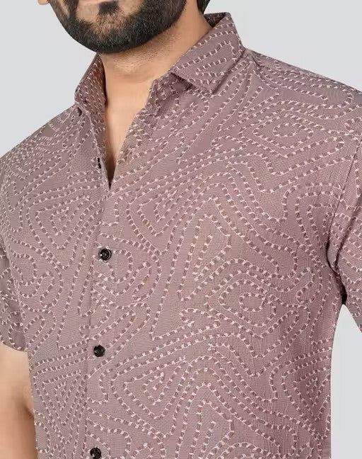 Men’s Textured Casual Shirt in Dusty Rose