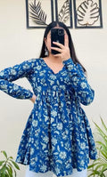 GL-New Stylish Indigo Blue V-Neck Top