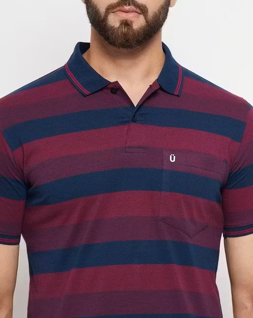Men Polo Collar Striper T Shirt