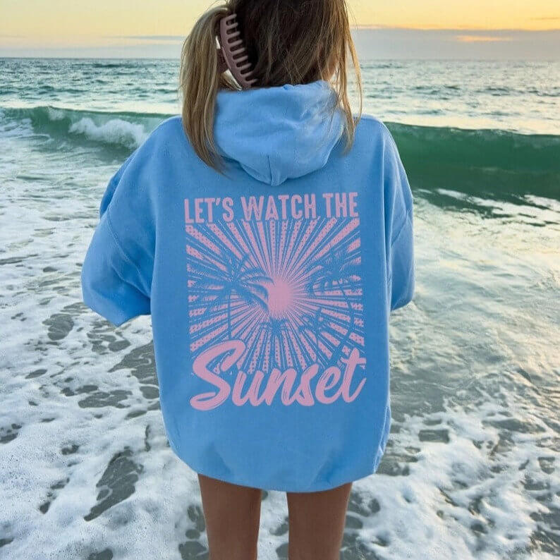 Women's Fashion Chasing Sunset Print Oversized Hoodie