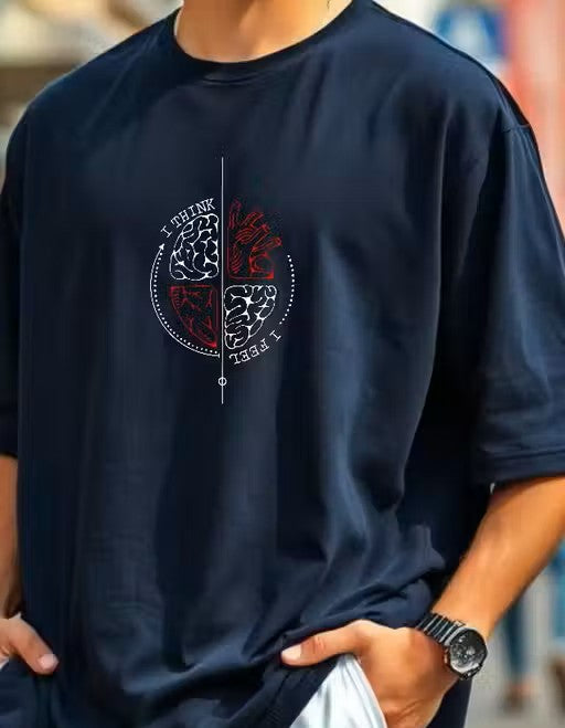 Oversized Printed Round Neck Cotton Blend T-shirt Velvark.com